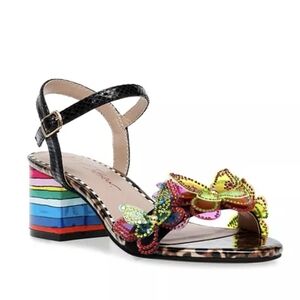 Betsey Johnson Guner Sandal Colorful Butterfly Block Heels Party Shoes Sz 8 New!